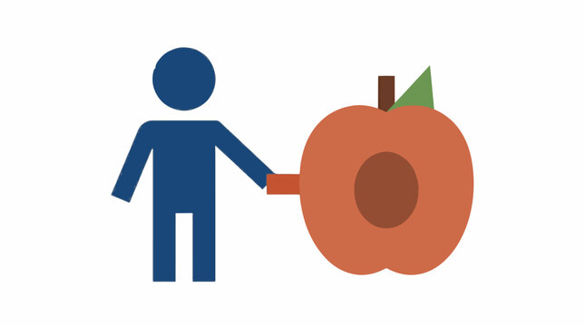 Person standing with large halved peach fruit