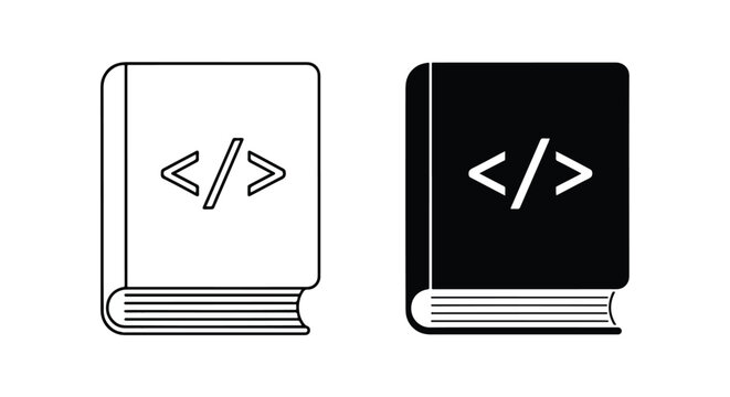 Coding book vector icon for developers - Solid vector icons - Clipart, sticker - icon set - Editable modern style icon