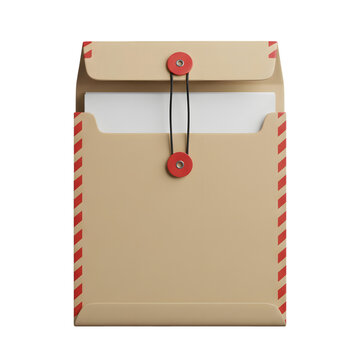 Brown Envelope with Red Stripes and String Closure