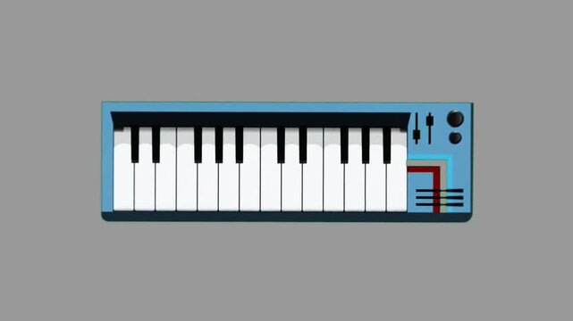 Animation of an electronic synthesizer keyboard