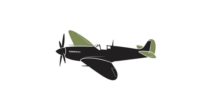 Iconic vintage Supermarine Spitfire fighter plane isolated on white background.