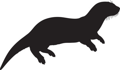Fototapeta premium Silhouette of an otter in motion on white background, Generative Ai