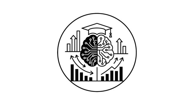 Brain with graduation cap thinking.