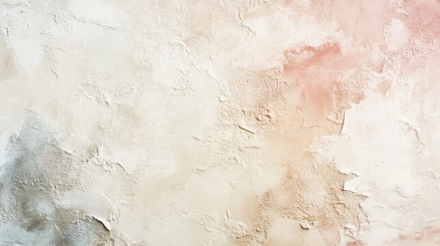 Minimal artistic background with rough plaster effect in warm ivory and muted peach tones generative ai