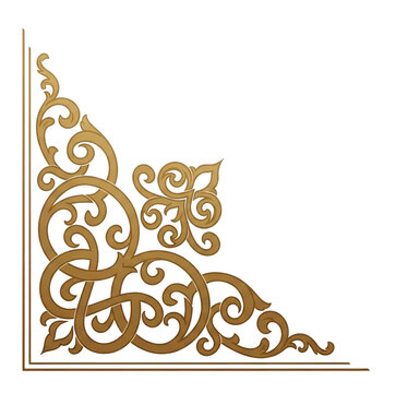 Golden ornate corner flourish element, decorative vintage swirl design for invitation