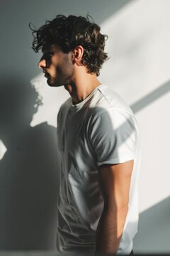 Premium white blank tshirt mockup for branding featuring handsome model