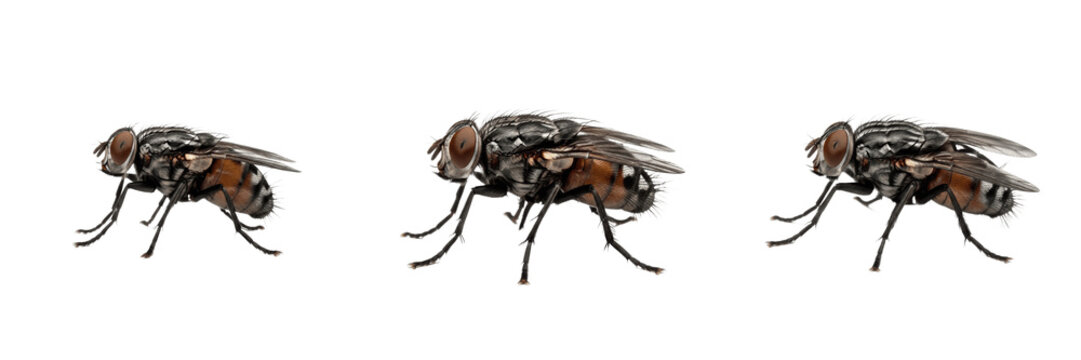 Fly resting position, Musca domestica, stationary folded wings stance, Muscidae family, grooming behavior thermoregulation contact profile, surface placement layout, insect behavioral research