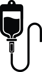 Fototapeta premium Silhouette vector medical intravenous drip bag with connected tubing design