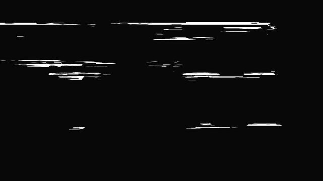 Sharp and thin white horizontal glitch lines flicker randomly on a black background