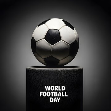 World football day celebration with trophy and soccer ball football athletic