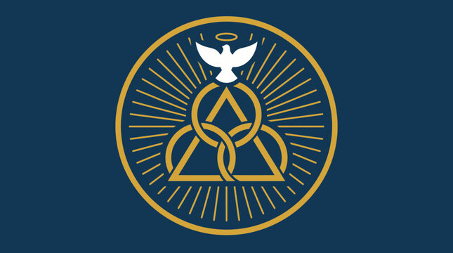 Sacred Trinity Symbol with Holy Dove and Golden Light
