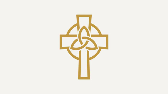Gold Trinity Knot Celtic Cross Vector for Christian Design
