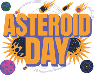 Asteroid Day Vector Illustration Isolated on White Background, Space Exploration Theme © tanvir