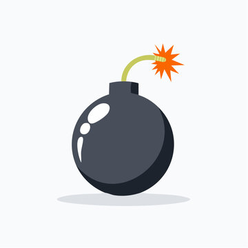 Cartoon Bomb with Burning Fuse