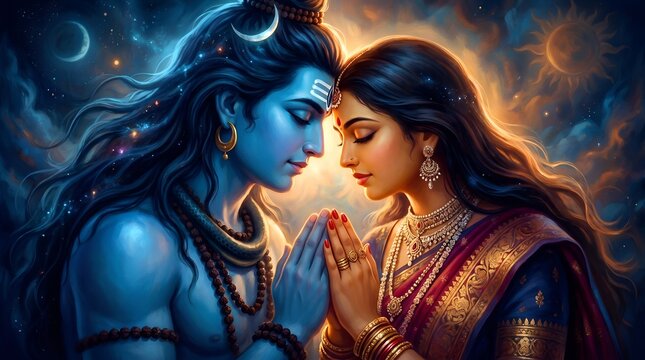 Divine union of Lord Shiva and Goddess Parvati
