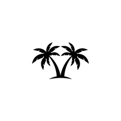 Obraz premium Black silhouette of two palm trees forming a heart shape