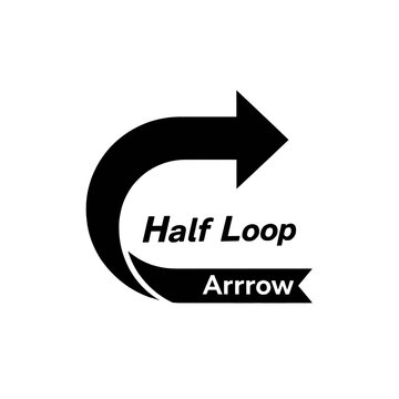 A black half loop arrow symbol with the text 'Half Loop Arrow' inside.