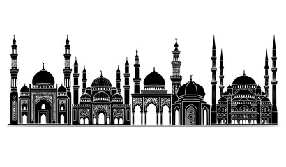 Professional Islamic Mosque Architecture Vector Collection with Religious Building Designs © Sifat