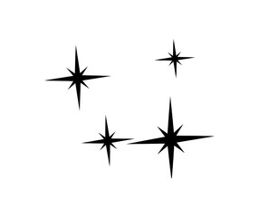 Obraz premium Four starburst line drawings, representing sparkle, shine, and celebration elements