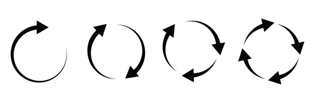 Minimalist Circle Arrow Diagrams for Reload, Refresh, and Rotation Sequence