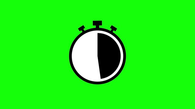 Stopwatch Timer Animation Countdown Icon on Green Screen