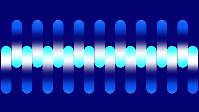 Dense glowing blue vertical wave bars fill the entire frame on a navy background creating an electrifying audio visual pattern