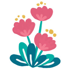 Obraz premium Pink Tulip Flower Doodle