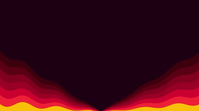 Fiery orange and red waves rise from a volcanic-like surface against a dark backdrop in a dramatic abstract composition