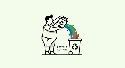 Obraz premium Person recycling liquid into a bin for sustainable environment