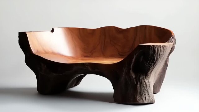 Unique wooden sofa showcasing natural design elements