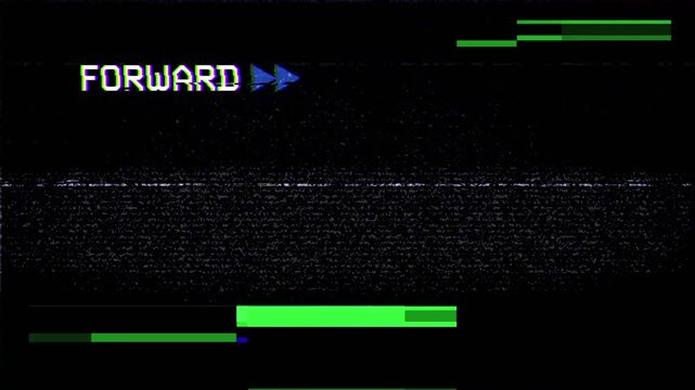 VHS Fast Forward Glitch Animation Retro Tape Noise Effect