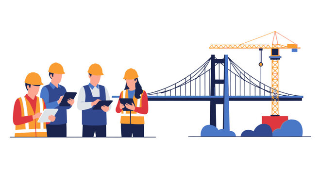 Professional Engineering Team Manages Modern Infrastructure Development Project
