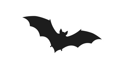 Fototapeta premium A minimalist black silhouette of a flying mammal, specifically a bat in mid-flight, depicted in a simple flat style, against a plain white background, perfect for Halloween or nocturnal anim