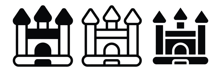 Three black and white castle icons in different styles for design and decoration purposes royalty free © Welcome