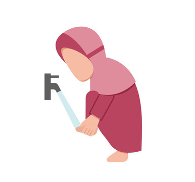 Hijab Girl Taking Wudu