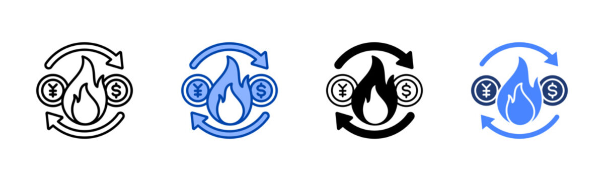 Currency Devaluation  Icon with Style Variations