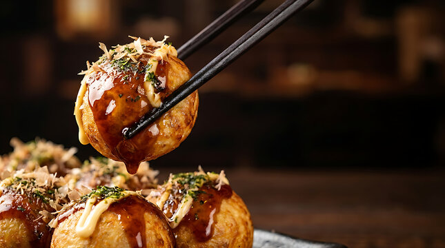 Banner Takoyaki Jepang Hitam Elegan untuk Promosi Kuliner Premium
