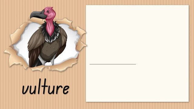 Educational Alphabet Animation for the Letter V with Vulture Illustration