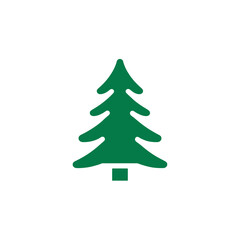 Fototapeta premium Green Christmas Tree Vector Icon on White Background