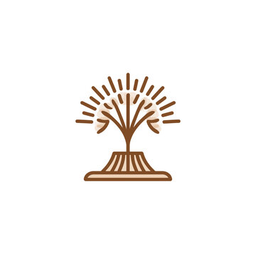 Stylized Zen Garden Rake Pattern Icon of a Tree