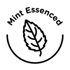 Mint Leaf Icon in Circle with Essenced Text, Isolated on White Background © afsana