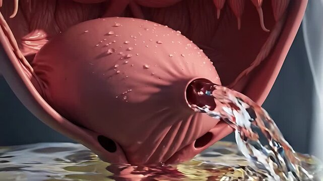  Human Bladder Urine Storage Release Muscular Wall Contraction Urology Medical Anatomy 3D Stock Video Animation