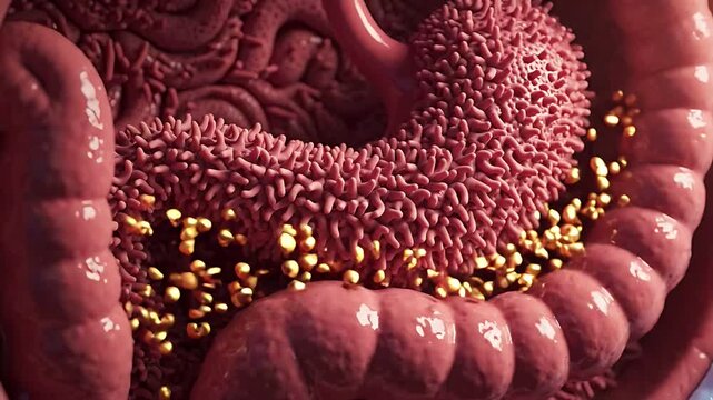  Human Digestive System Stomach Intestine Peristalsis Nutrient Absorption Medical Anatomy Gastroenterology 3D Animation