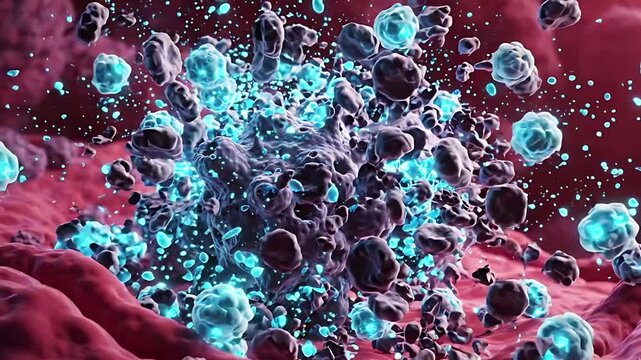  Immune Cell Attack Cancer Cell Tumor Immunotherapy Medical Microbiology 3D Cinematic Animation