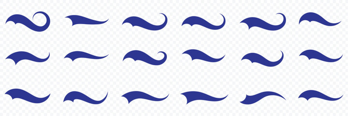Swoosh and swash typography tails shape. Underline retro swoop wave line for athletic tshirt. Vector strockes set. decorative flourish elements in various elegant curved and wavy styles. eps 10 © Hike Studio 444
