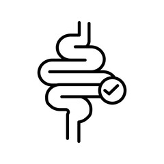 Obraz premium Intestine Icon with Check Mark, Isolated on White Background