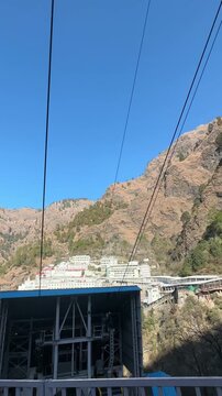 Architecture view of cable car at the mata vaishno devi temple.