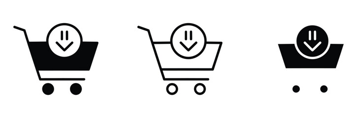 Pause shopping cart icons in black and white for e-commerce and retail concepts © Prime Stocks