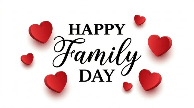 Happy family day greeting with red hearts