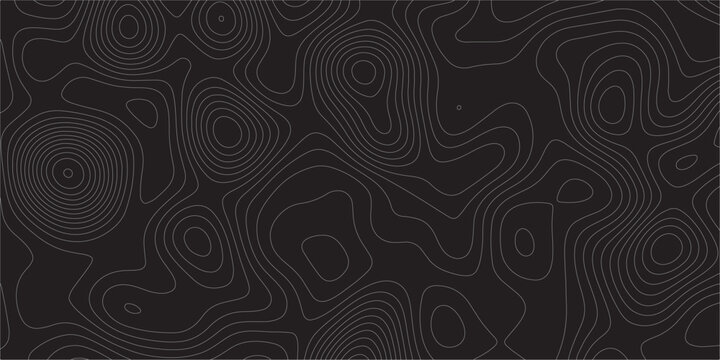 Abstract white on black background Topographic line map pattern. Contour elevation topographic and textured Background Modern design with black background with topographic wavy patted.